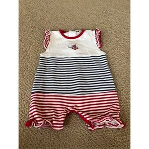 Kissy Kissy 0-3m embroidered nautical pima cotton girls romper